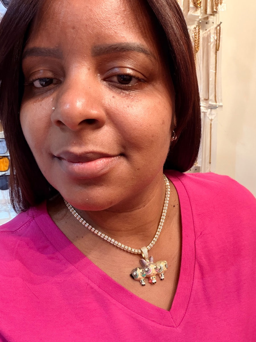 Three girls puff charm in 925 silver